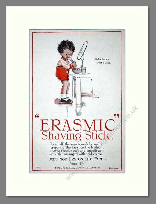 Erasmic - Shaving Stick. Vintage Advert 1919 (ref AD62172)