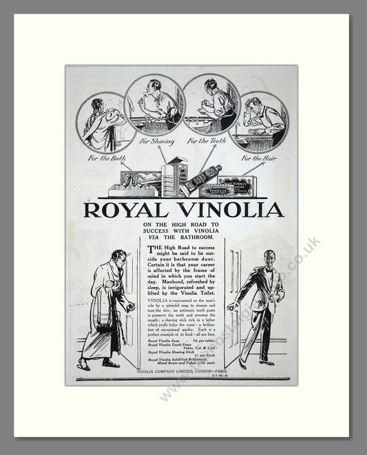 Royal Vinolia - Grooming Products. Vintage Advert 1919 (ref AD62178)