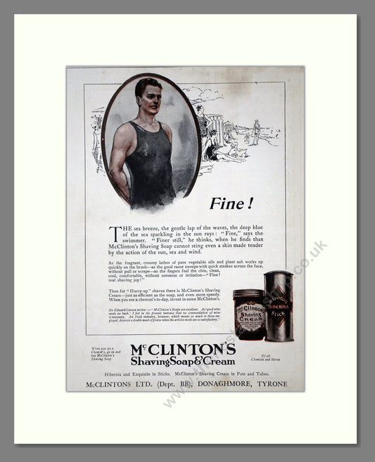 McClintons - Shaving Soap. Vintage Advert 1919 (ref AD62181)