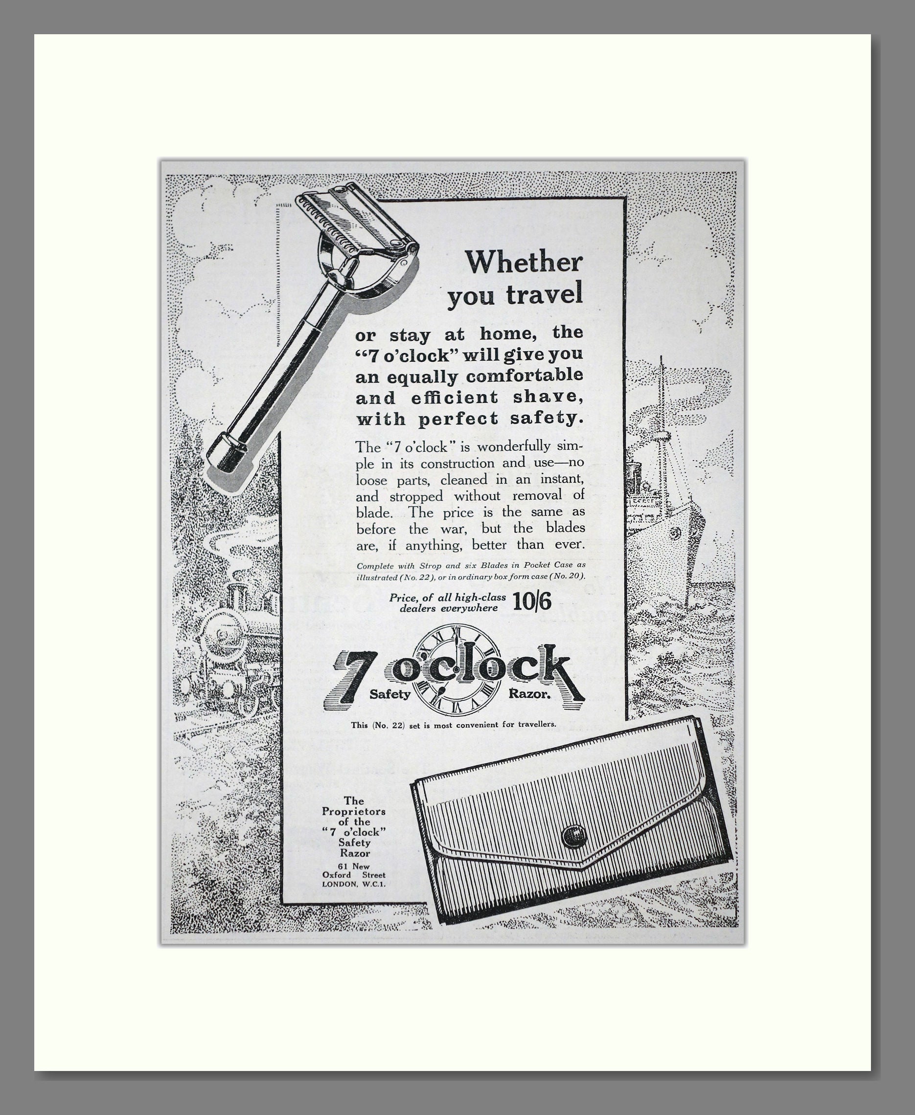 7 O'Clock - Safety Razor. Vintage Advert 1919 (ref AD62188)