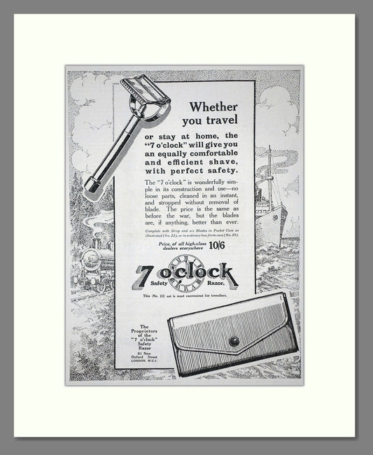 7 O'Clock - Safety Razor. Vintage Advert 1919 (ref AD62188)