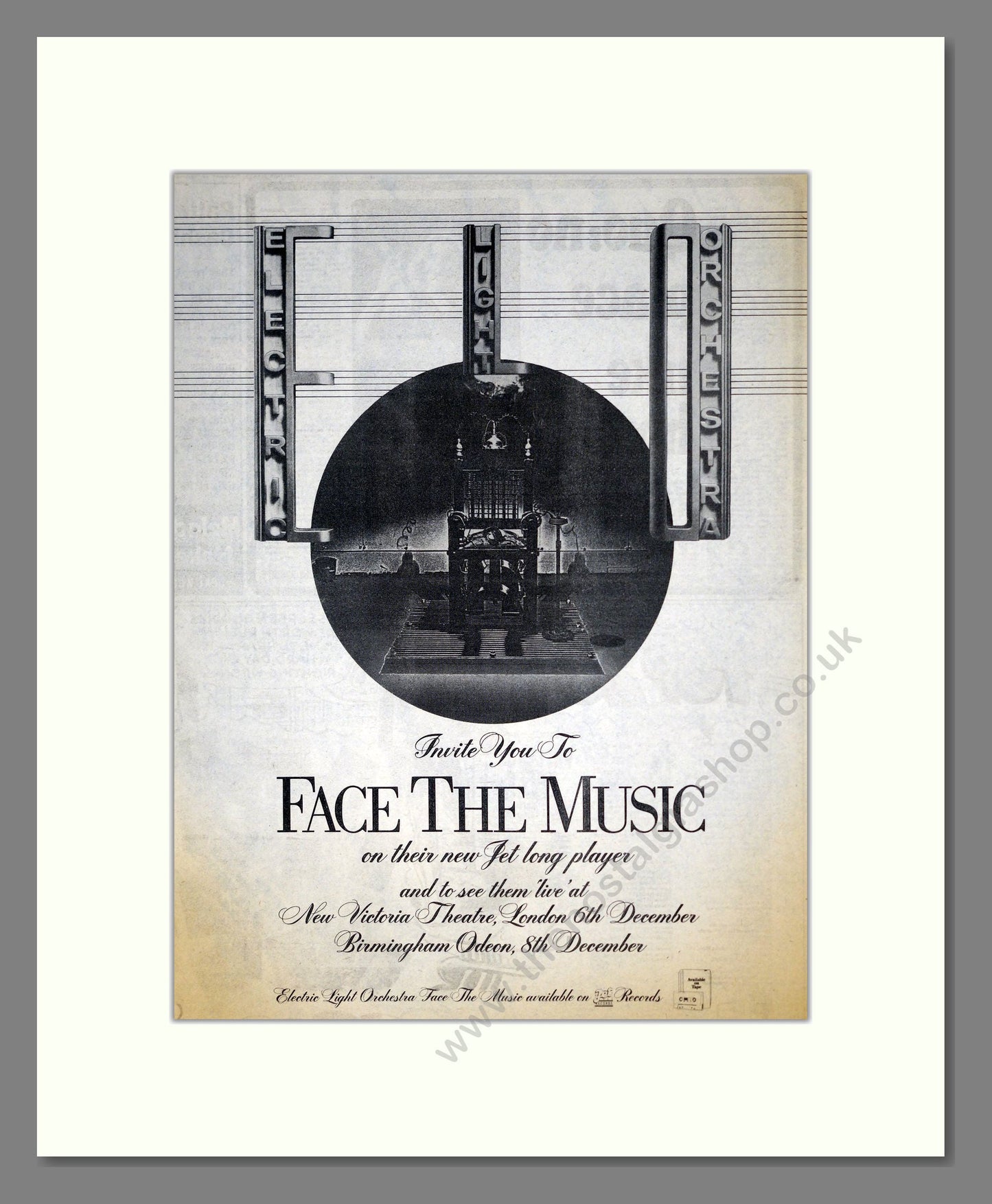 Electric Light Orchestra - Face The Music. Vintage Advert 1975 (ref AD18605)