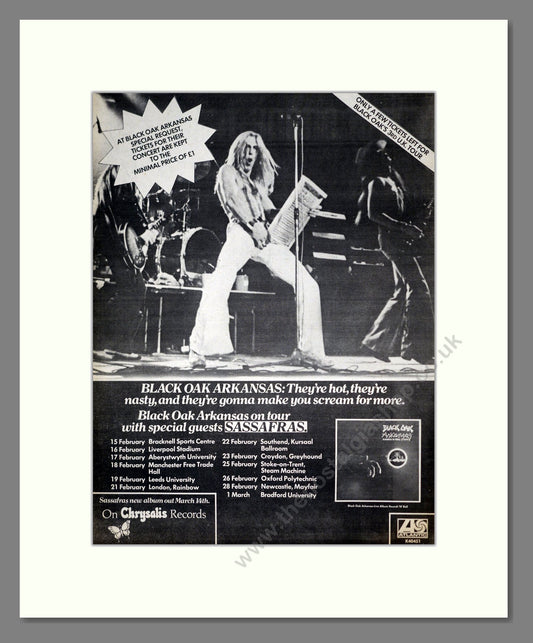 Black Oak Arkansas - UK Tour. Vintage Advert 1975 (ref AD18614)