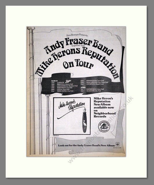 Andy Fraser Band - UK Tour. Vintage Advert 1975 (ref AD18621)