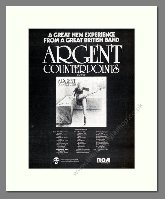 Argent Counterpoints - UK Tour. Vintage Advert 1975 (ref AD18642)