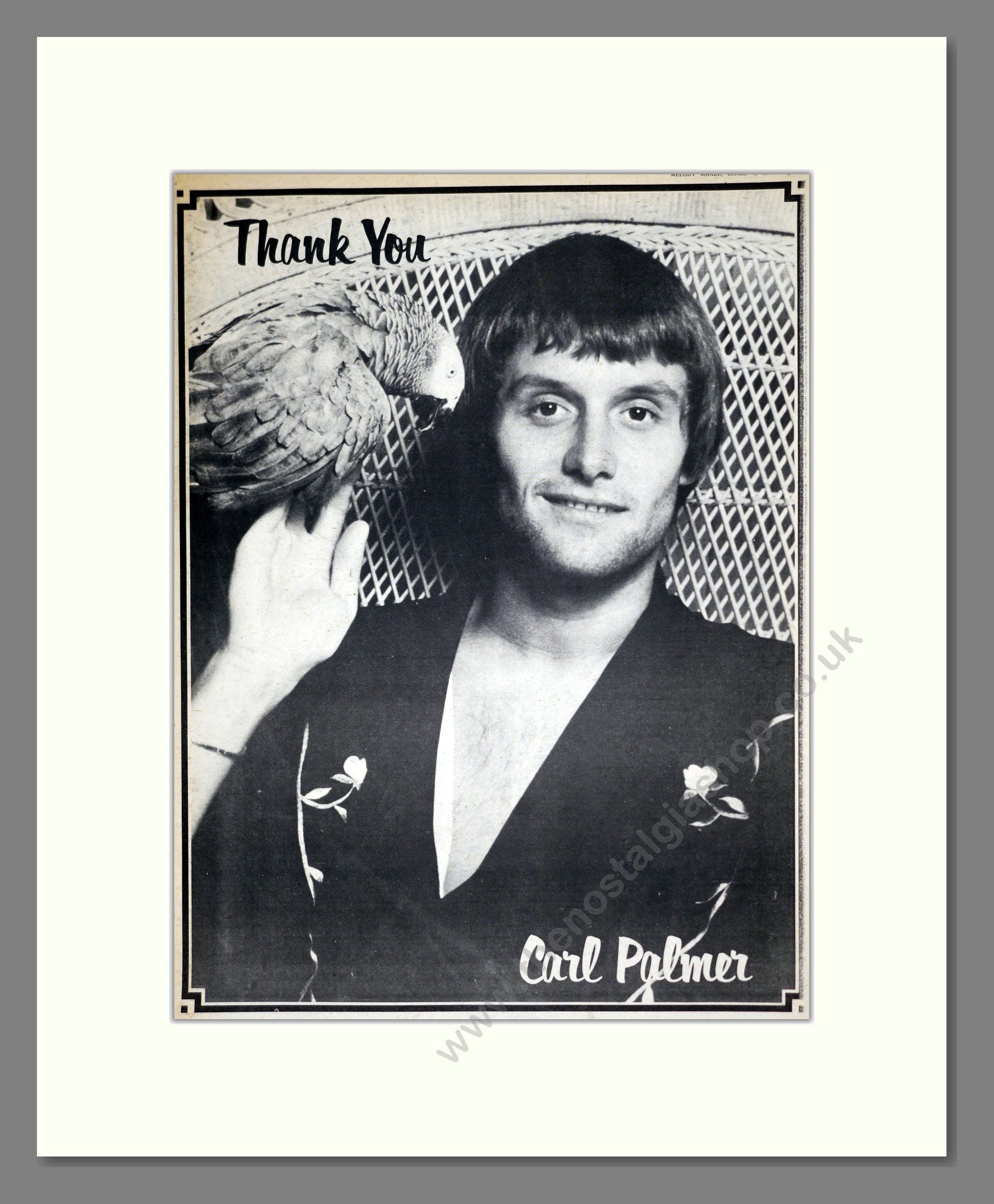 Carl Palmer - Thank You. Vintage Advert 1977 (ref AD18650)