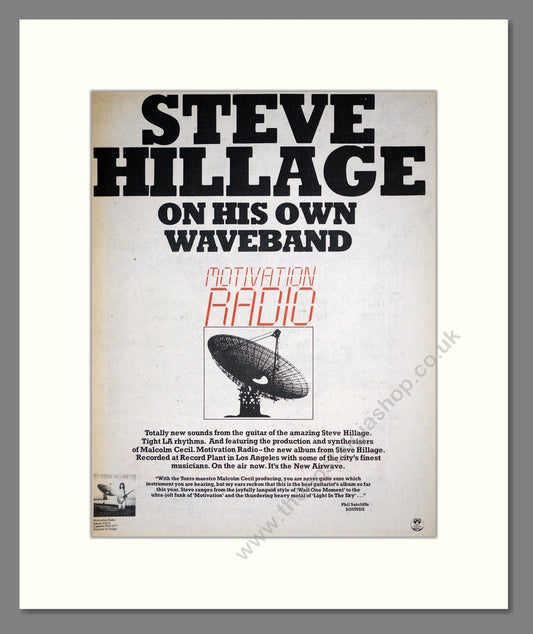 Steve Hillage - Motivation Radio. Vintage Advert 1977 (ref AD18653)