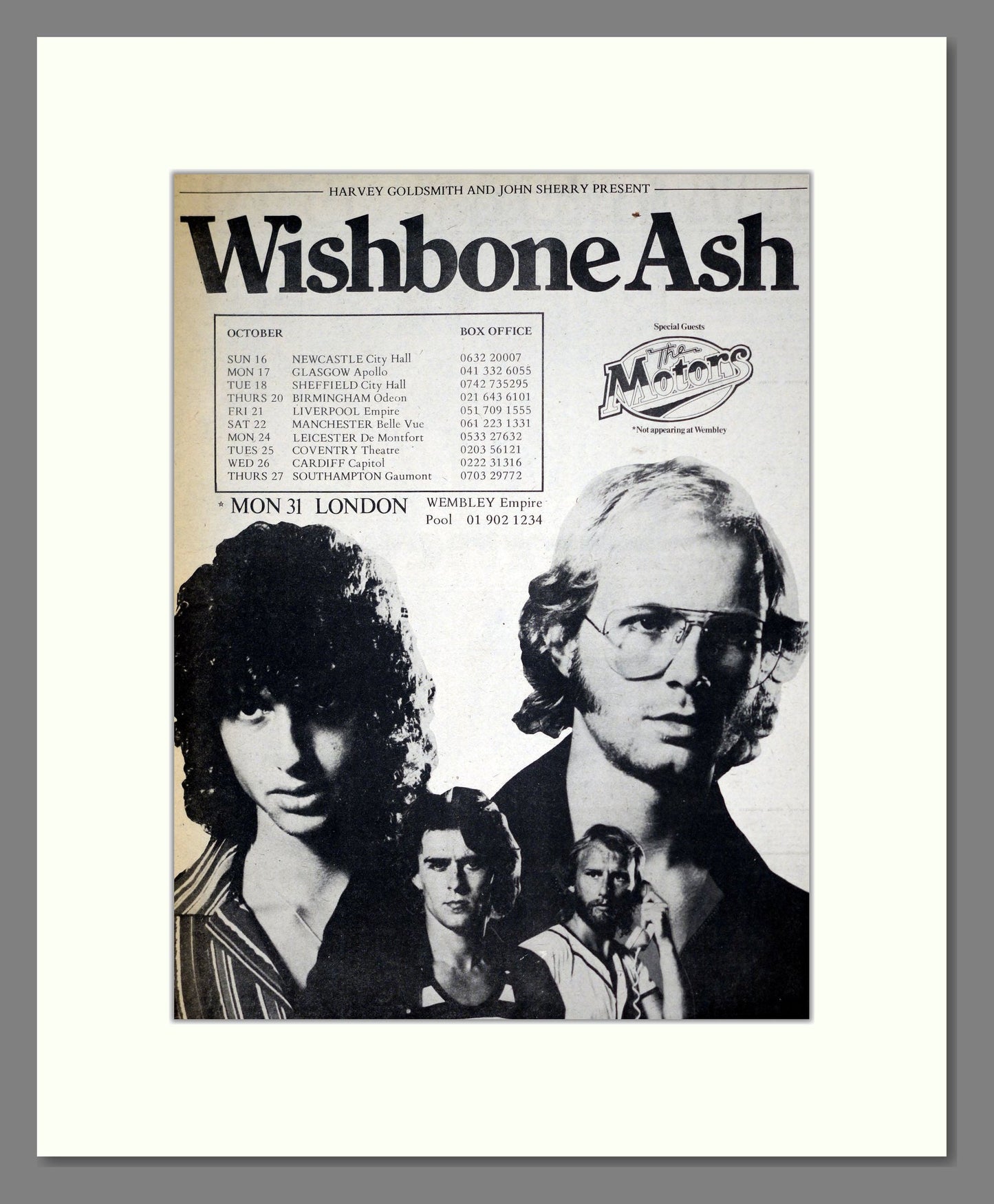 Wishbone Ash - UK Tour. Vintage Advert 1977 (ref AD18657)