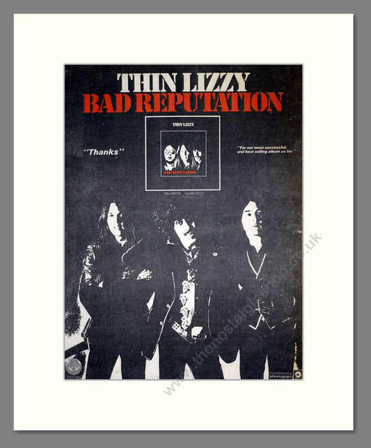 Thin Lizzy - Bad Reputation. Vintage Advert 1977 (ref AD18658)