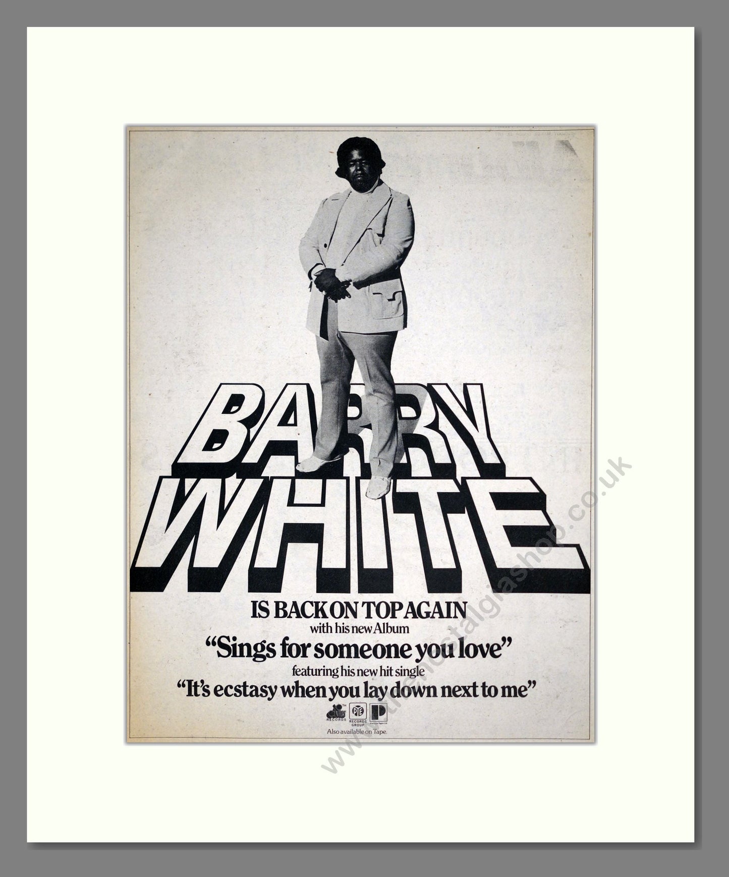 Barry White - Sings For Someone You Love. Vintage Advert 1977 (ref AD18659)