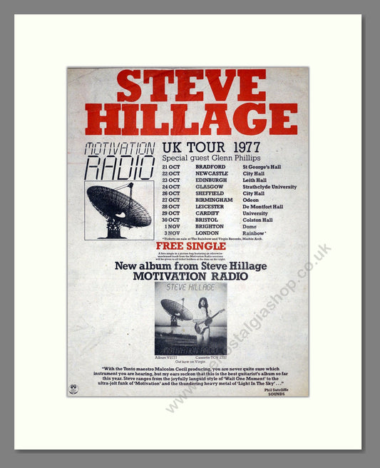 Steve Hillage - UK Tour. Vintage Advert 1977 (ref AD18661)