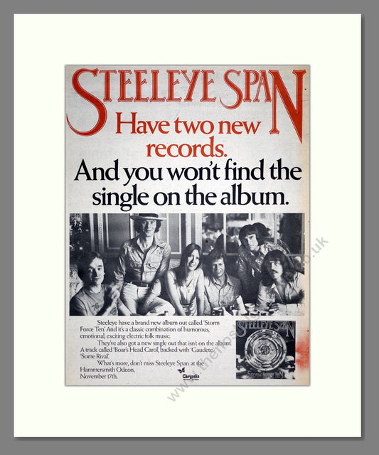 Steeleye Span - Storm Force Ten. Vintage Advert 1977 (ref AD18670)