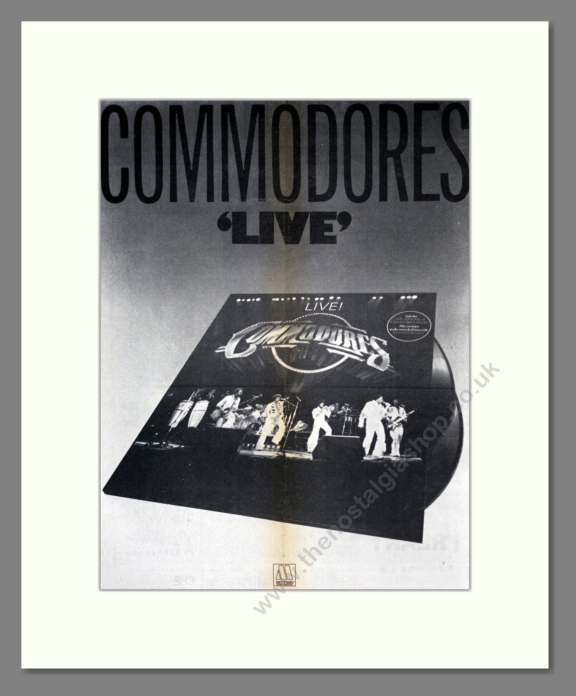 Commodores - Live. Vintage Advert 1978 (ref AD18710)