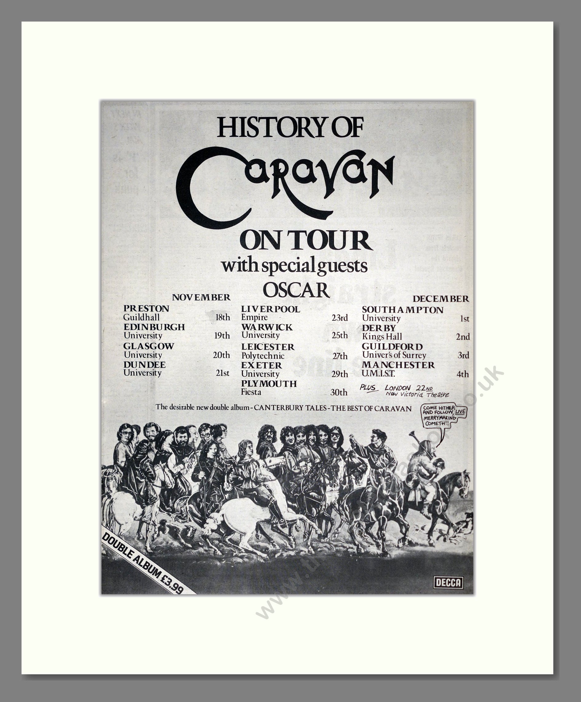 Caravan - UK Tour. Vintage Advert 1976 (ref AD18725)