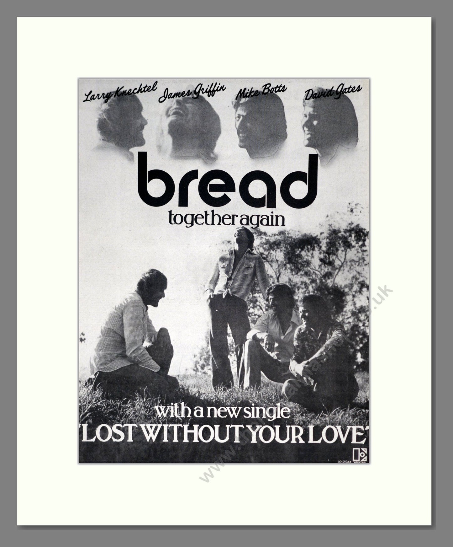 Bread - Lost Without Your Love. Vintage Advert 1976 (ref AD18727)