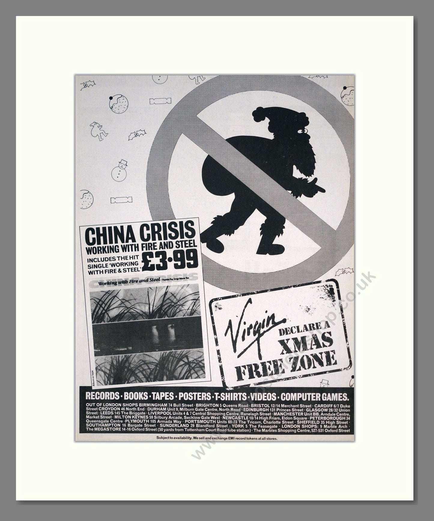 China Crisis - Working With Fire And Steel. Vintage Advert 1983 (ref AD18735)