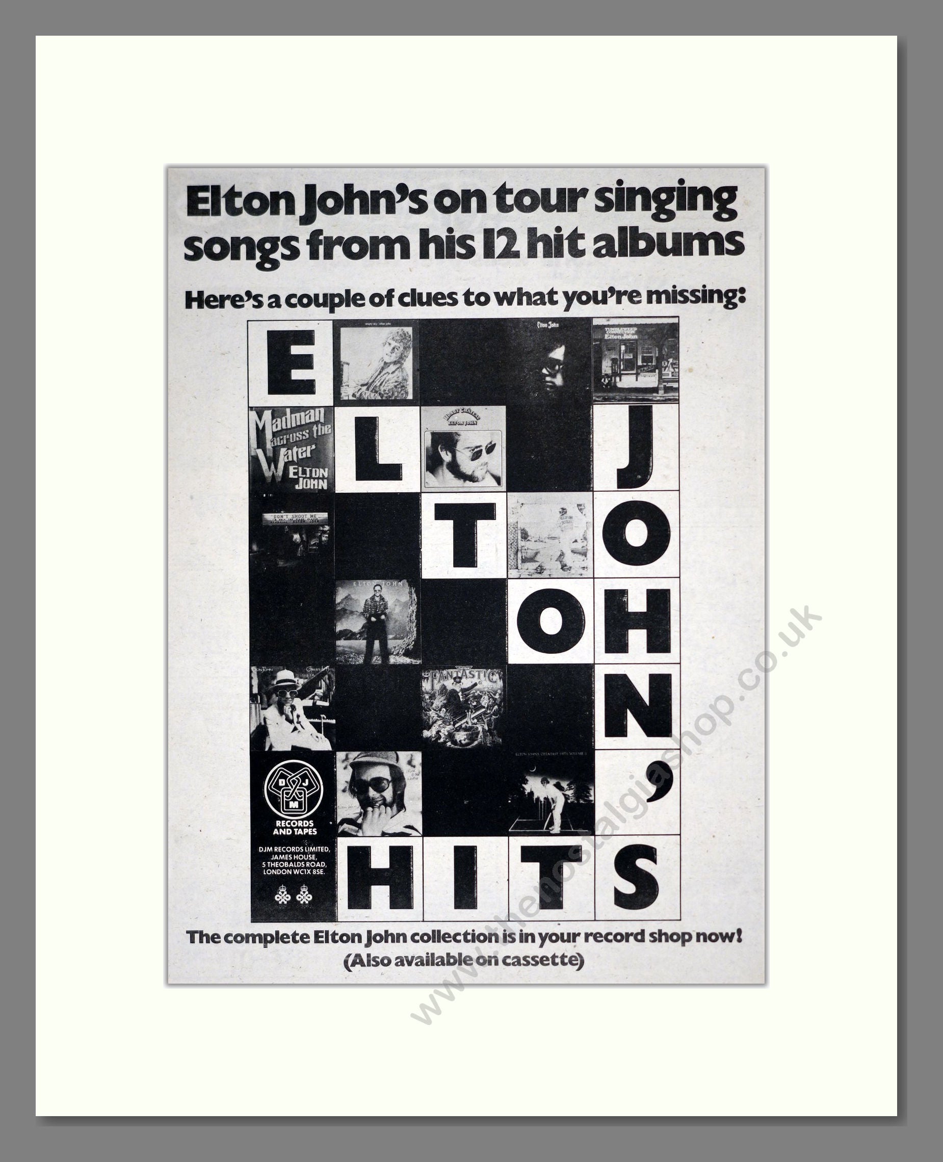 Elton John - Greatest Hits. Vintage Advert 1979 (ref AD18738)