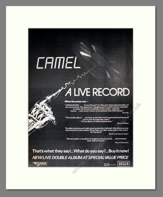 Camel - A Live Record. Vintage Advert 1978 (ref AD18744)