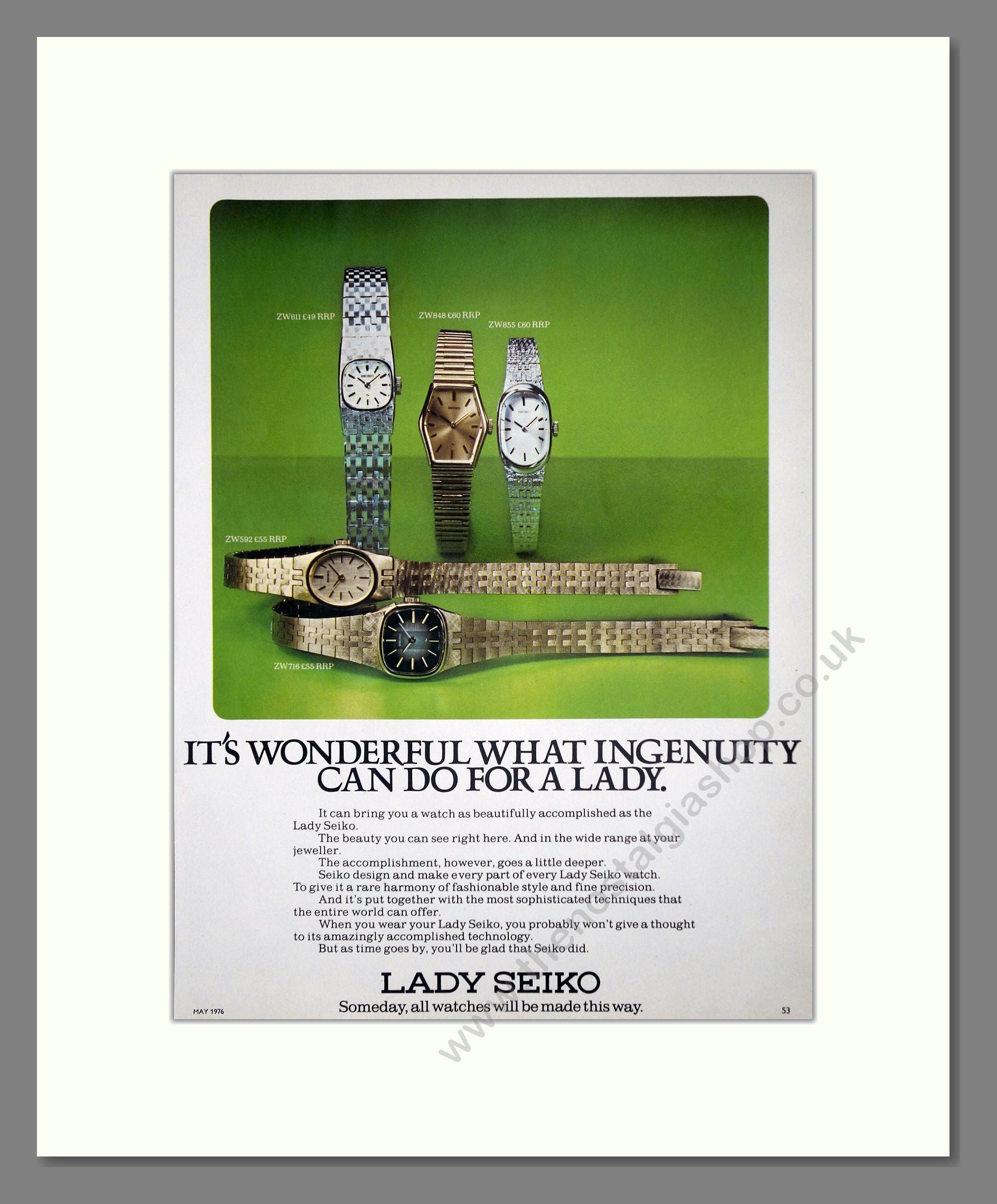 Seiko - Lady Seiko. Vintage Advert 1976 (ref AD62200)