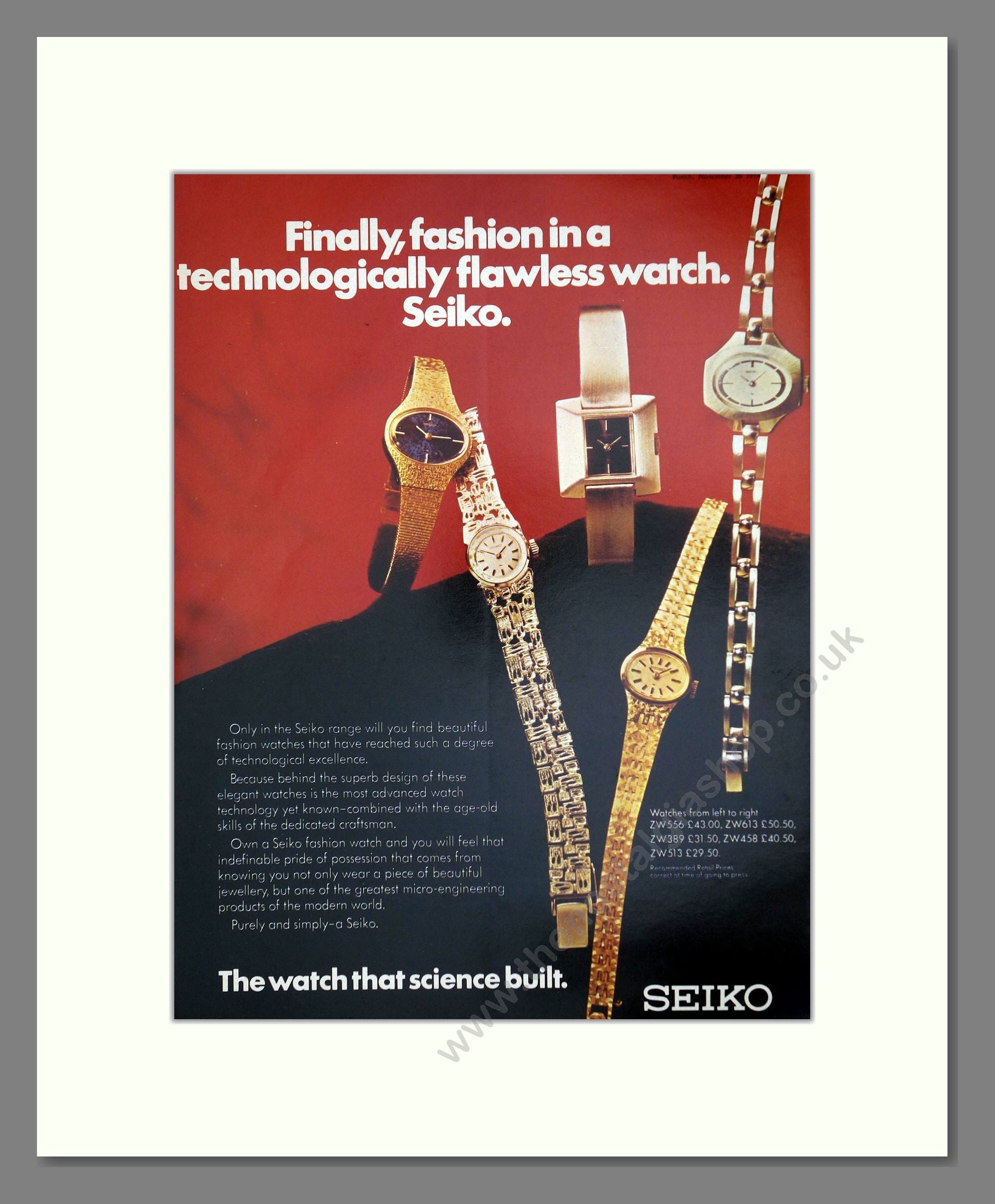 Seiko - Lady Seiko. Vintage Advert 1974 (ref AD62201)