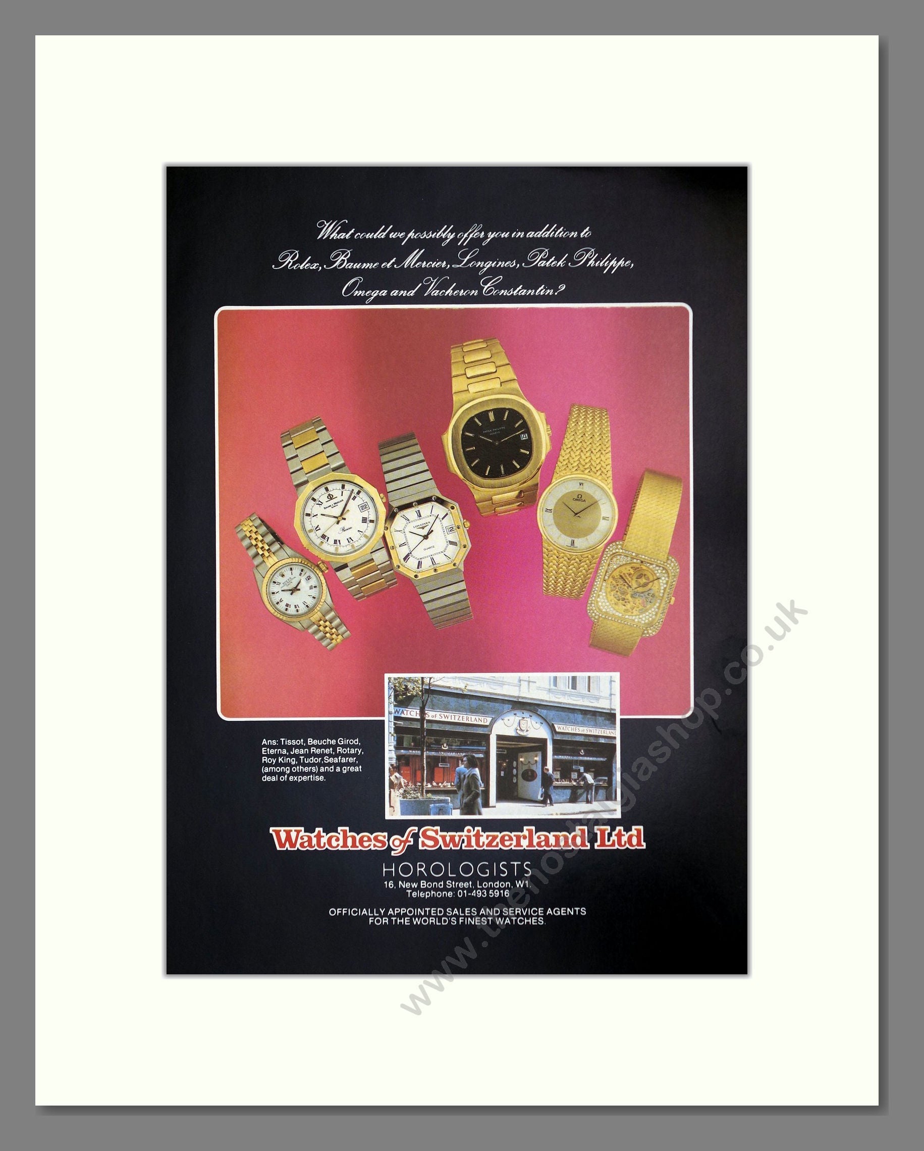 Watches Of Switzerland - Various Brands. Vintage Advert 1983 (ref AD62237)