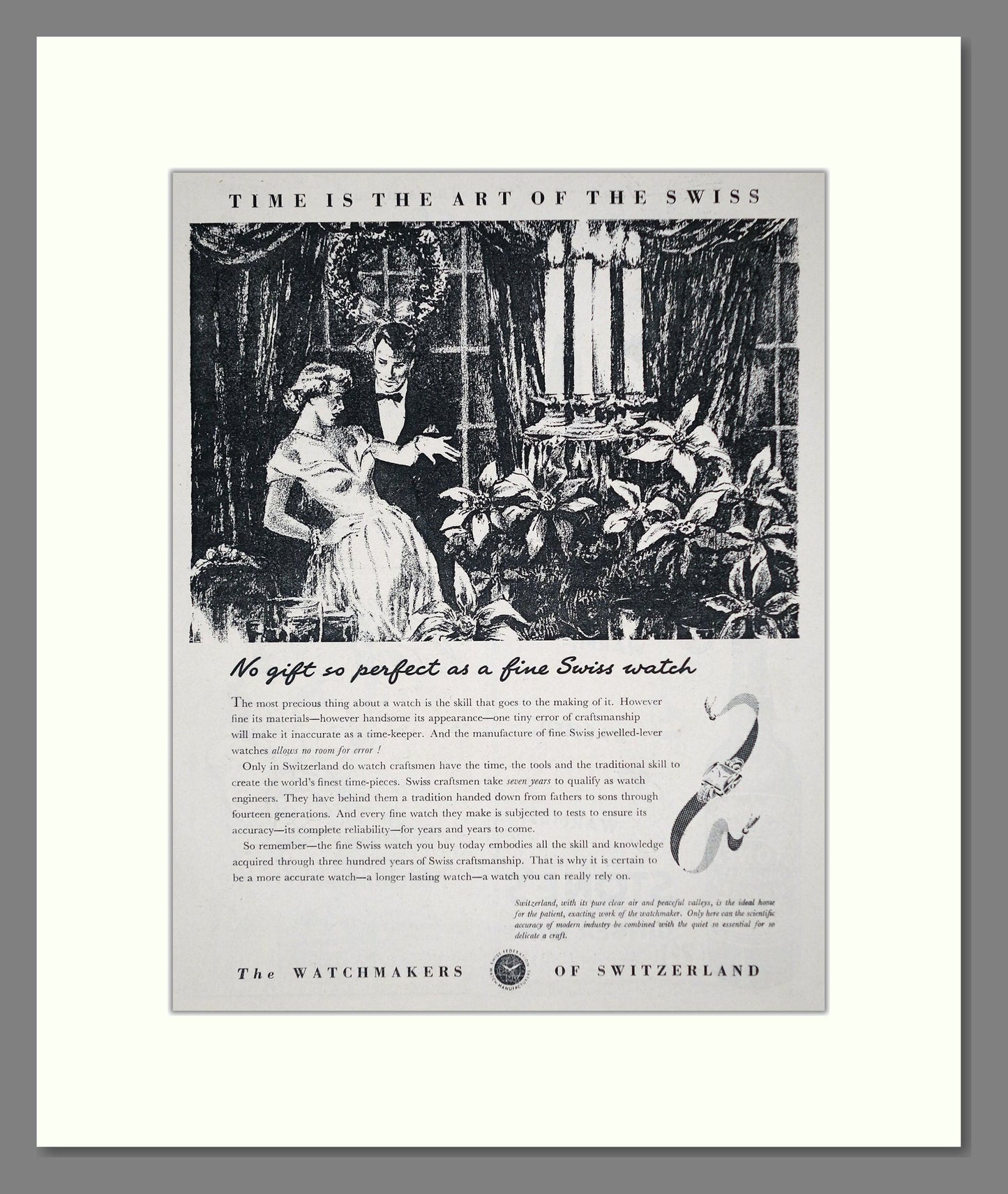 Watchmakers Of Switzerland - Art Of The Swiss. Vintage Advert 1950 (ref AD62248)