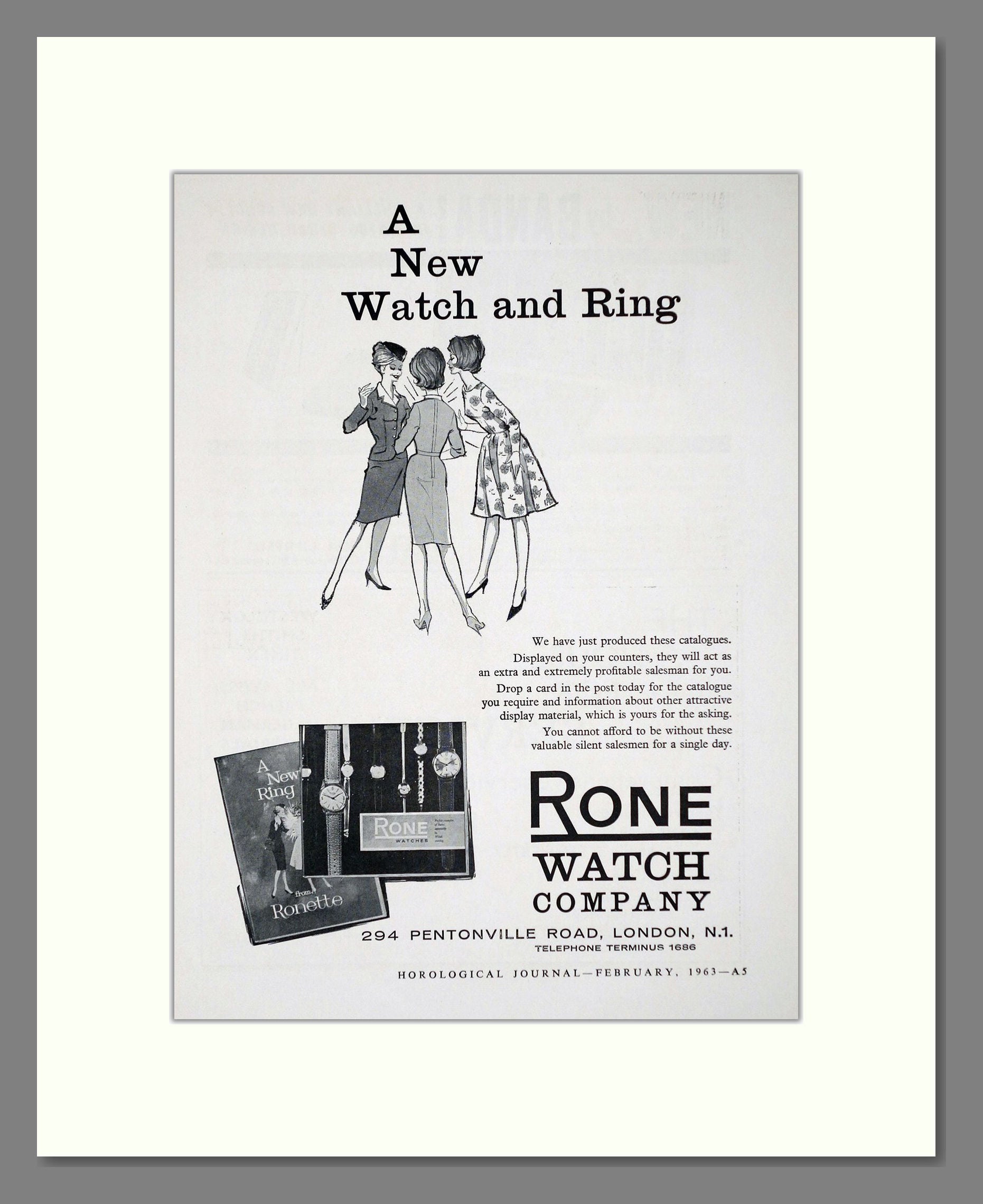 Rone - Watches and Rings. Vintage Advert 1963 (ref AD62267)