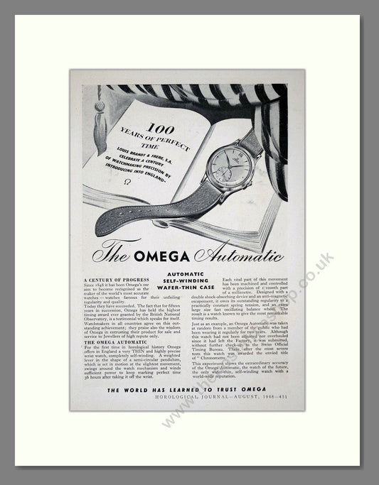 Omega - Automatic. Vintage Advert 1948 (ref AD62269)