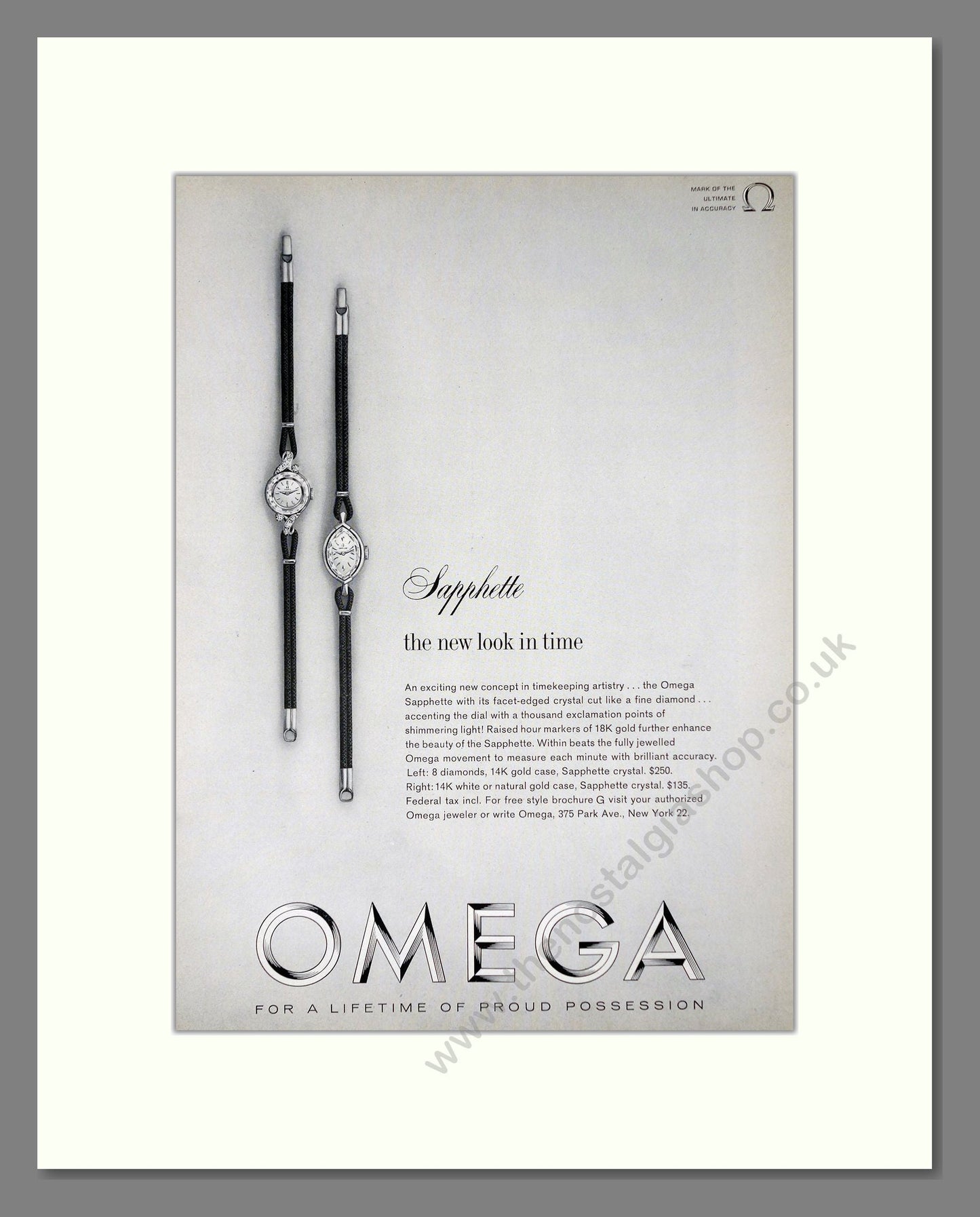 Omega - Sapphette. Vintage Advert 1962 (ref AD62278)