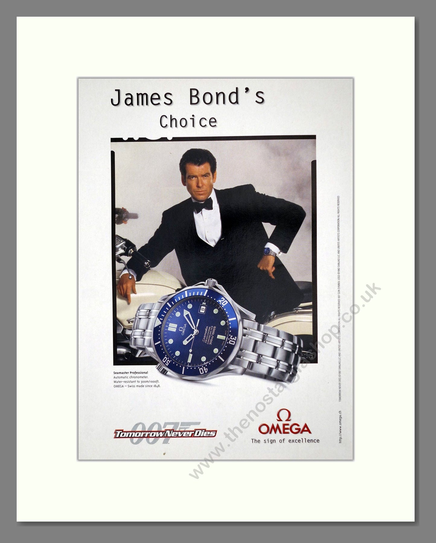 Omega - Seamaster 007 Bond Watch Tomorrow Never Dies. Vintage Advert 1997 (ref AD62285)