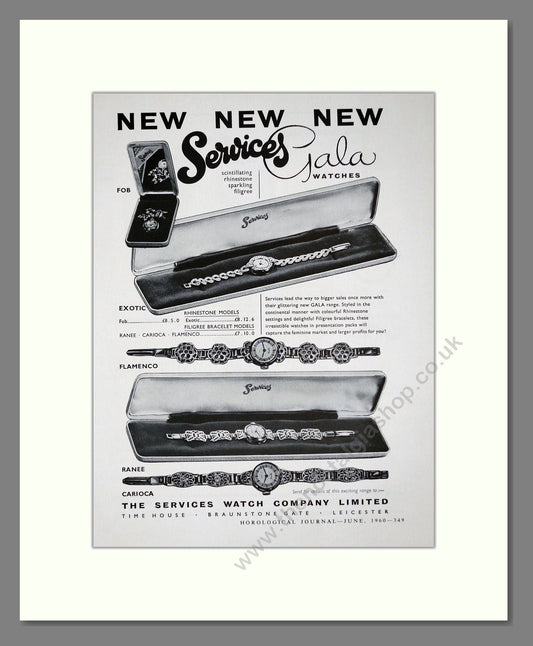 Services - Gala Watches. Vintage Advert 1960 (ref AD62306)