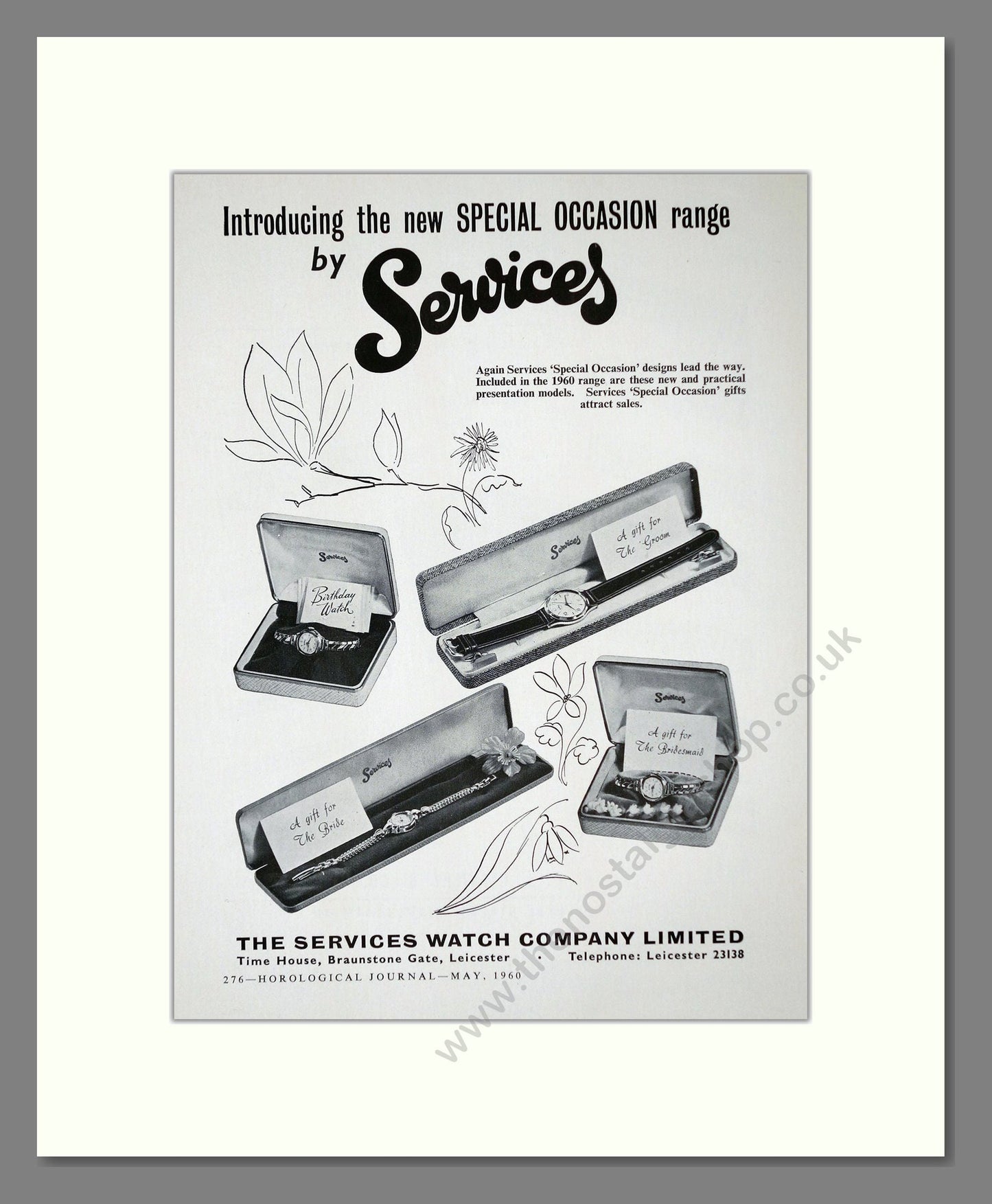 Services - Special Occasions Range. Vintage Advert 1960 (ref AD62307)