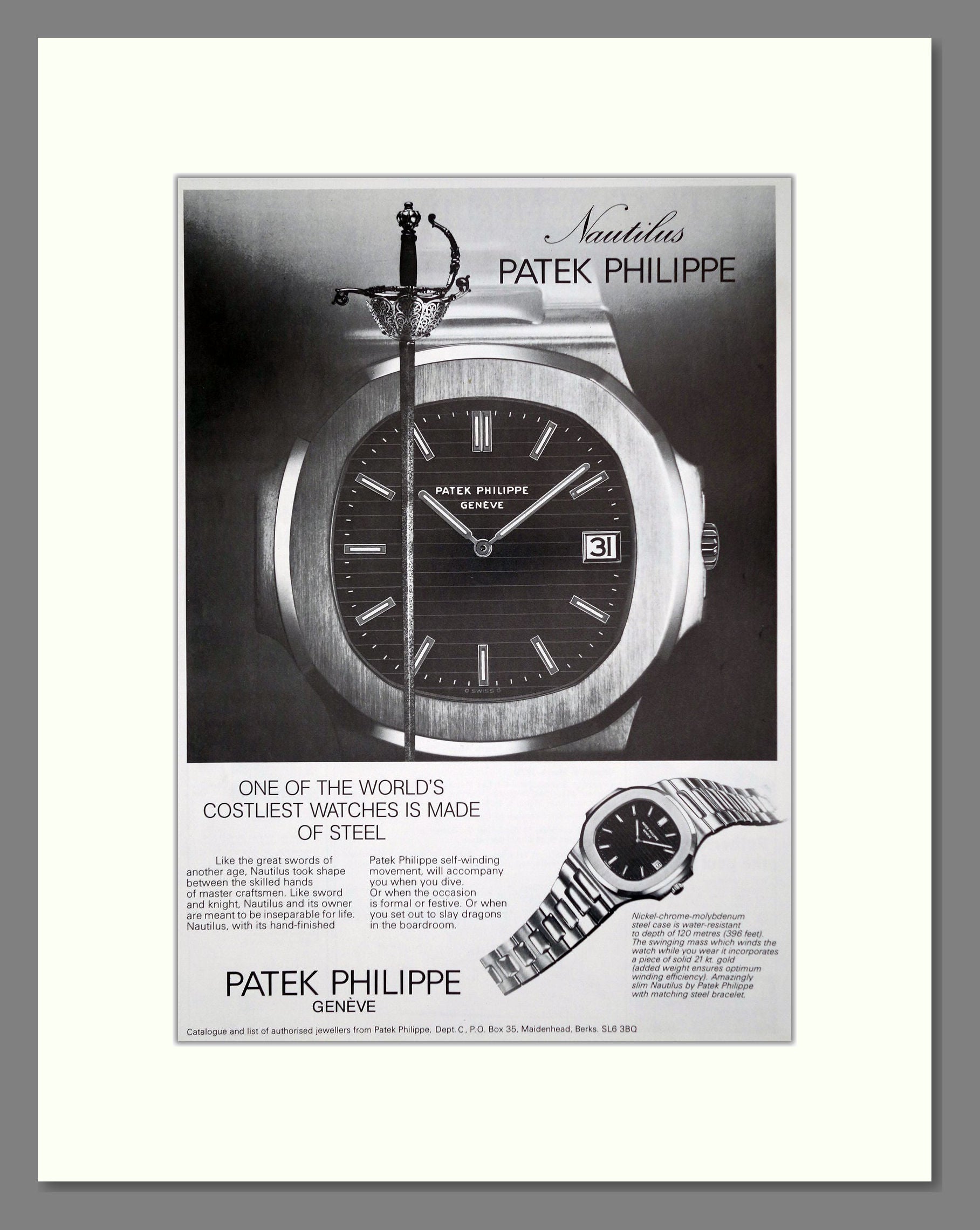 Patek Philippe - Nautilus. Vintage Advert 1978 (ref AD62331)