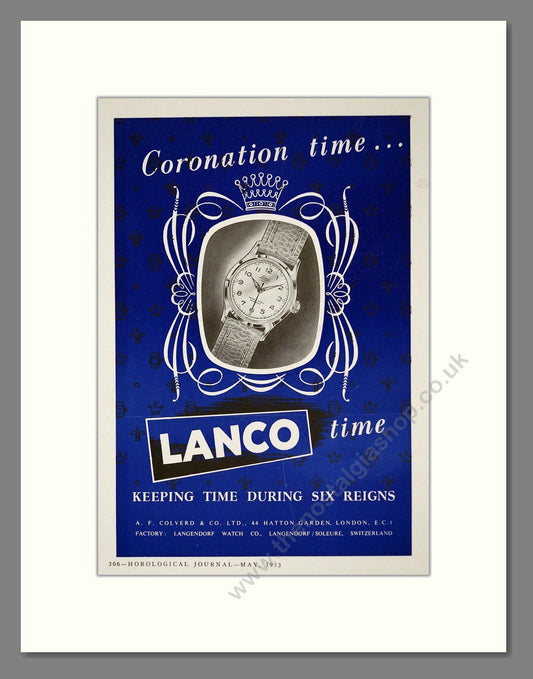 Lanco - Coronation. Vintage Advert 1953 (ref AD62342)