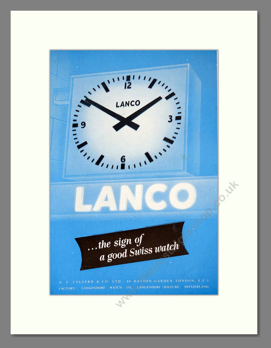 Lanco - Sign Of A Good Swiss Watch. Vintage Advert 1953 (ref AD62343)