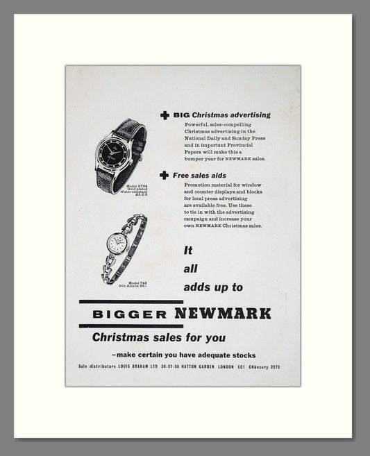 Newmark - Christmas Advertisement. Vintage Advert 1958 (ref AD62344)