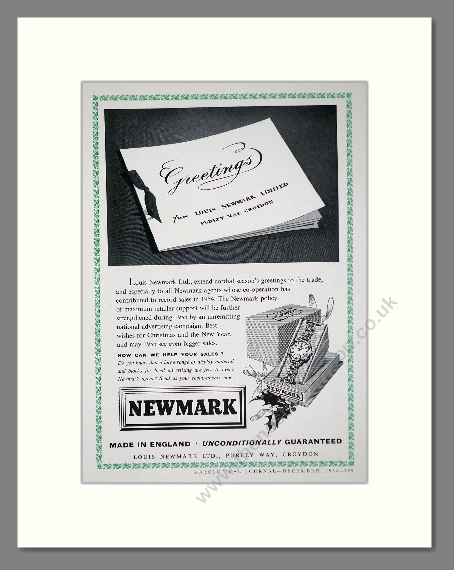 Newmark - Christmas Greetings. Vintage Advert 1954 (ref AD62345)