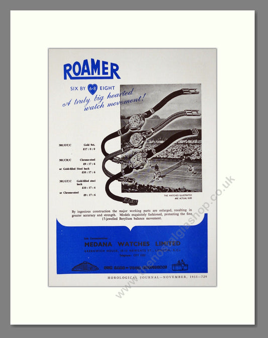 Roamer - Various Watches. Vintage Advert 1955 (ref AD62348)