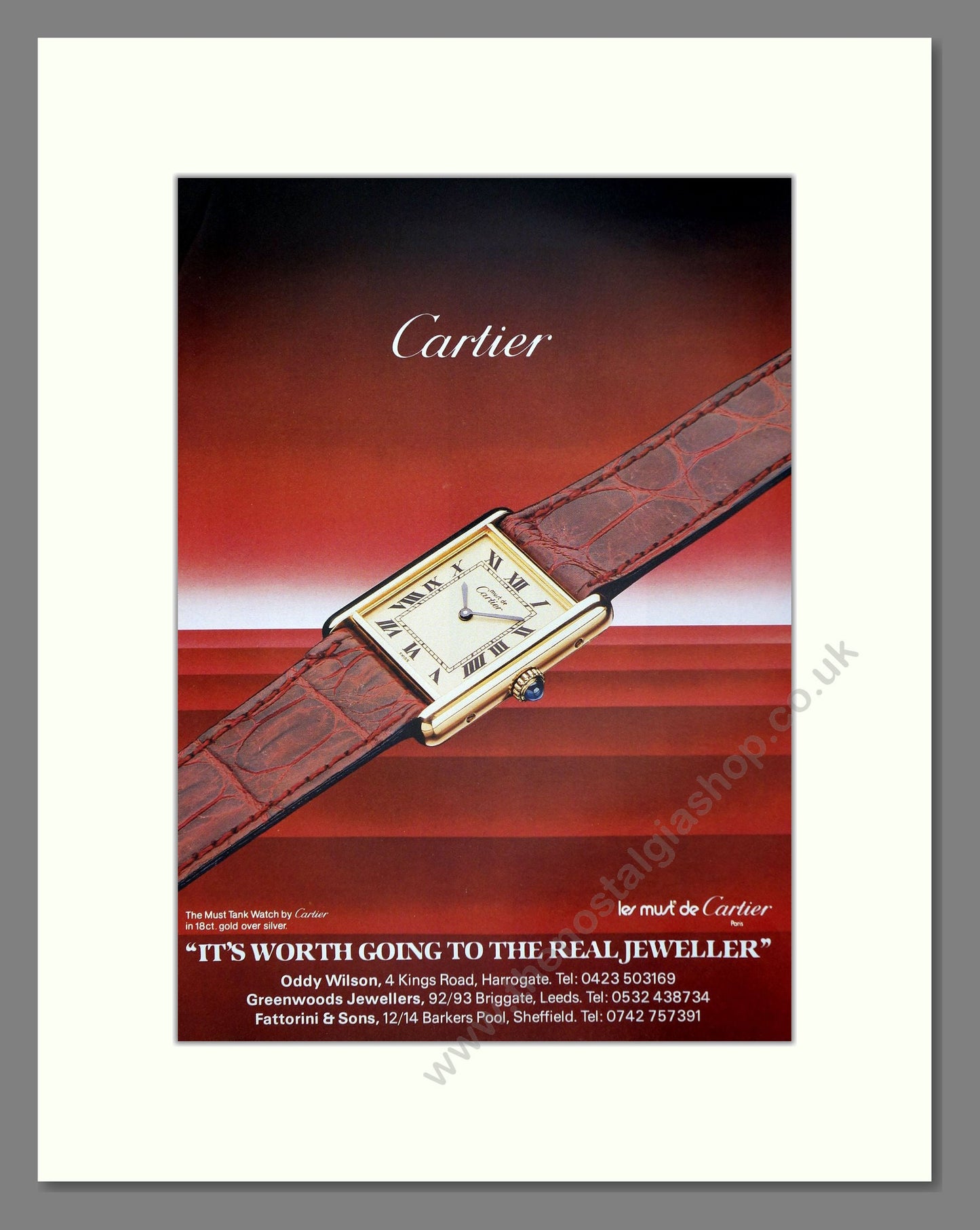 Cartier - Must Tank. Vintage Advert 1986 (ref AD62371)