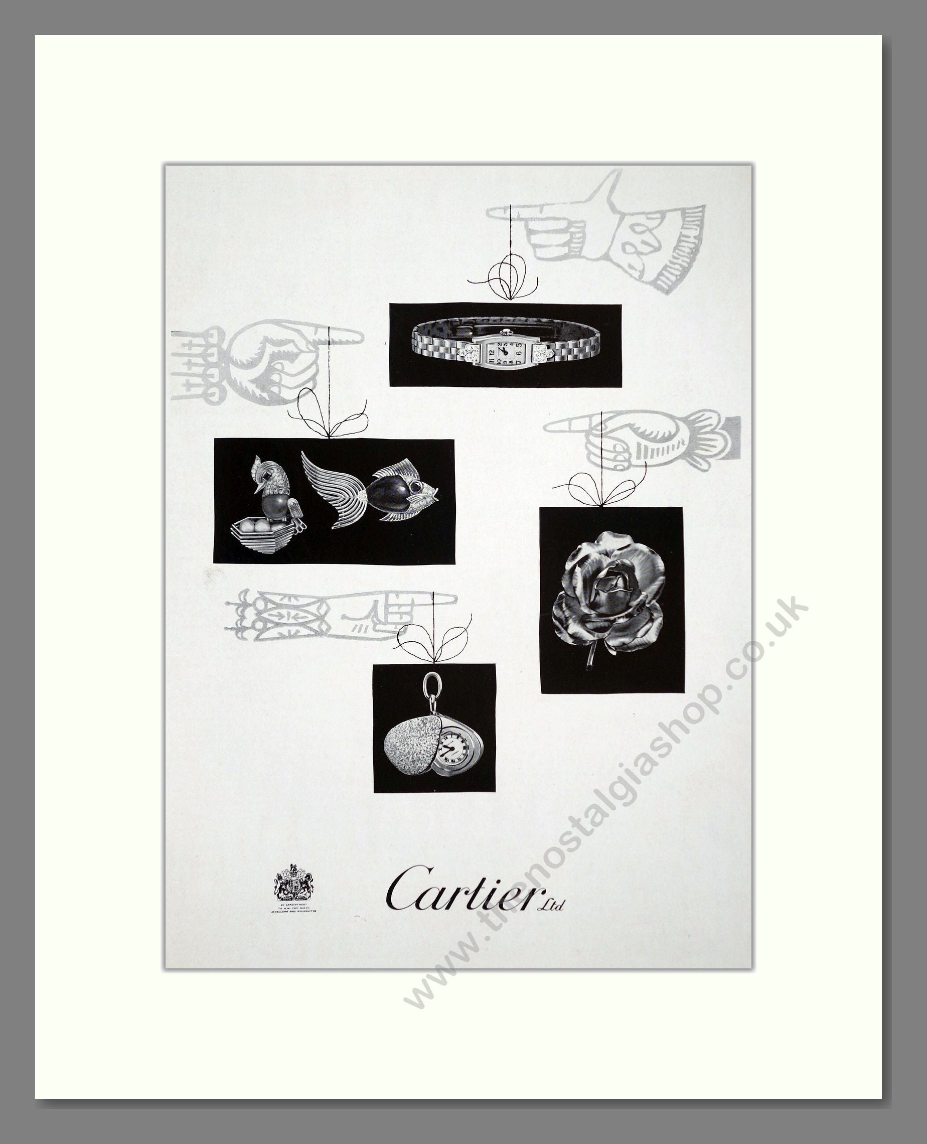 Cartier - Gold and Gems Watches. Vintage Advert 1957 (ref AD62383)