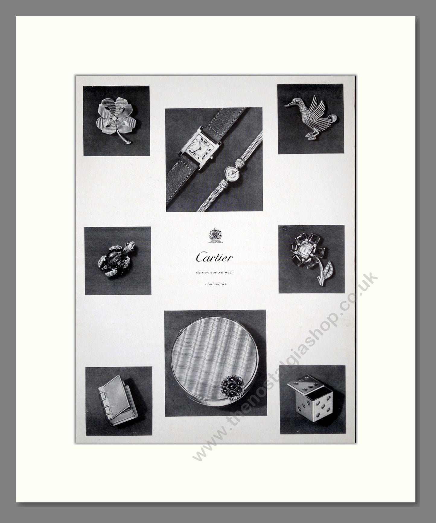 Cartier - Watches and Jewelry. Vintage Advert 1955 (ref AD62386)