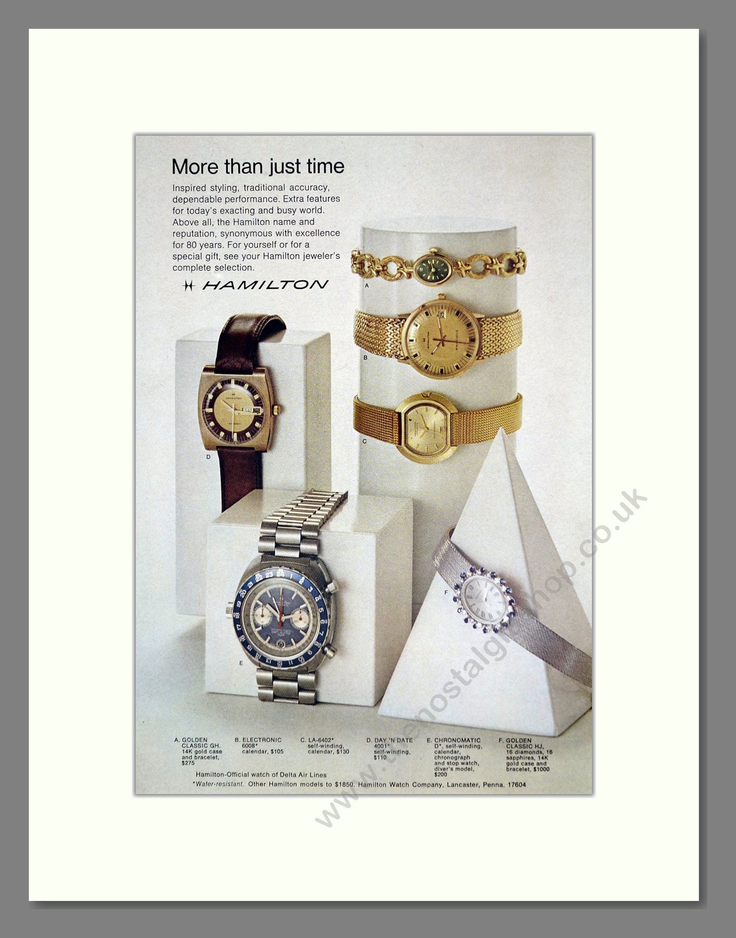 Hamilton - Various Watches. Vintage Advert 1971 (ref AD62405)