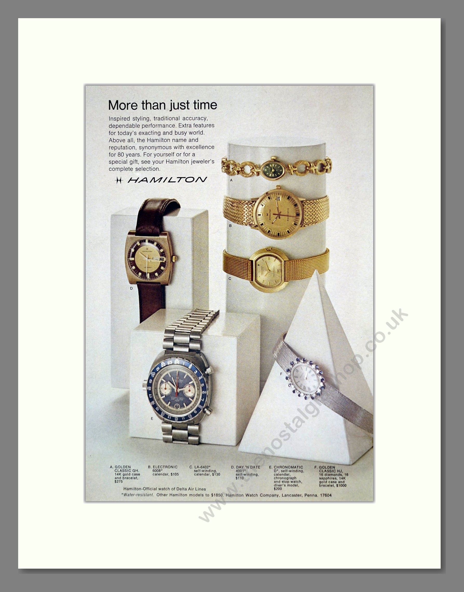 Hamilton - Various Watches. Vintage Advert 1971 (ref AD62405)