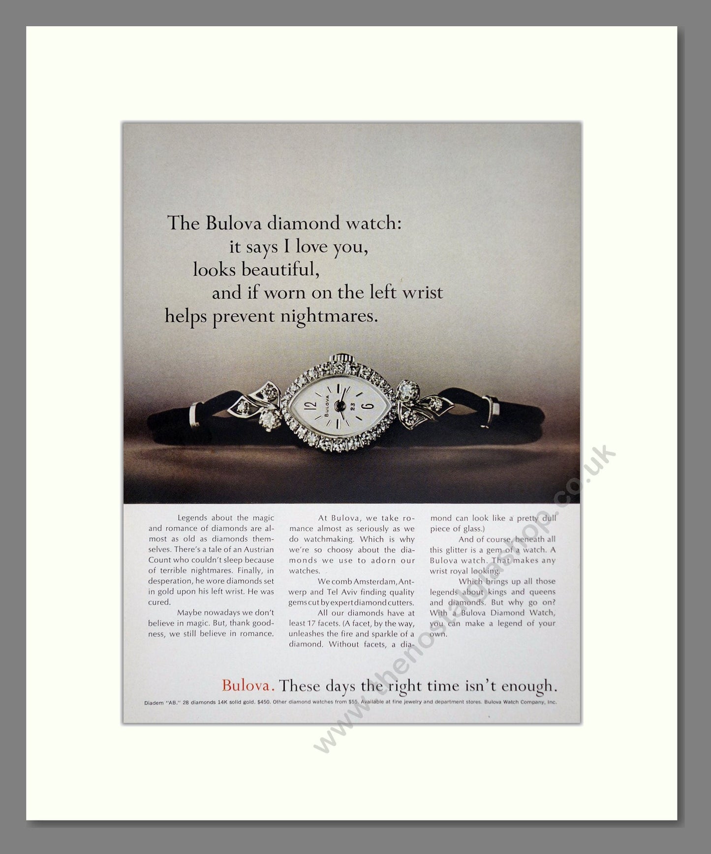 Bulova - Diamond Watch. Vintage Advert 1971 (ref AD62419)