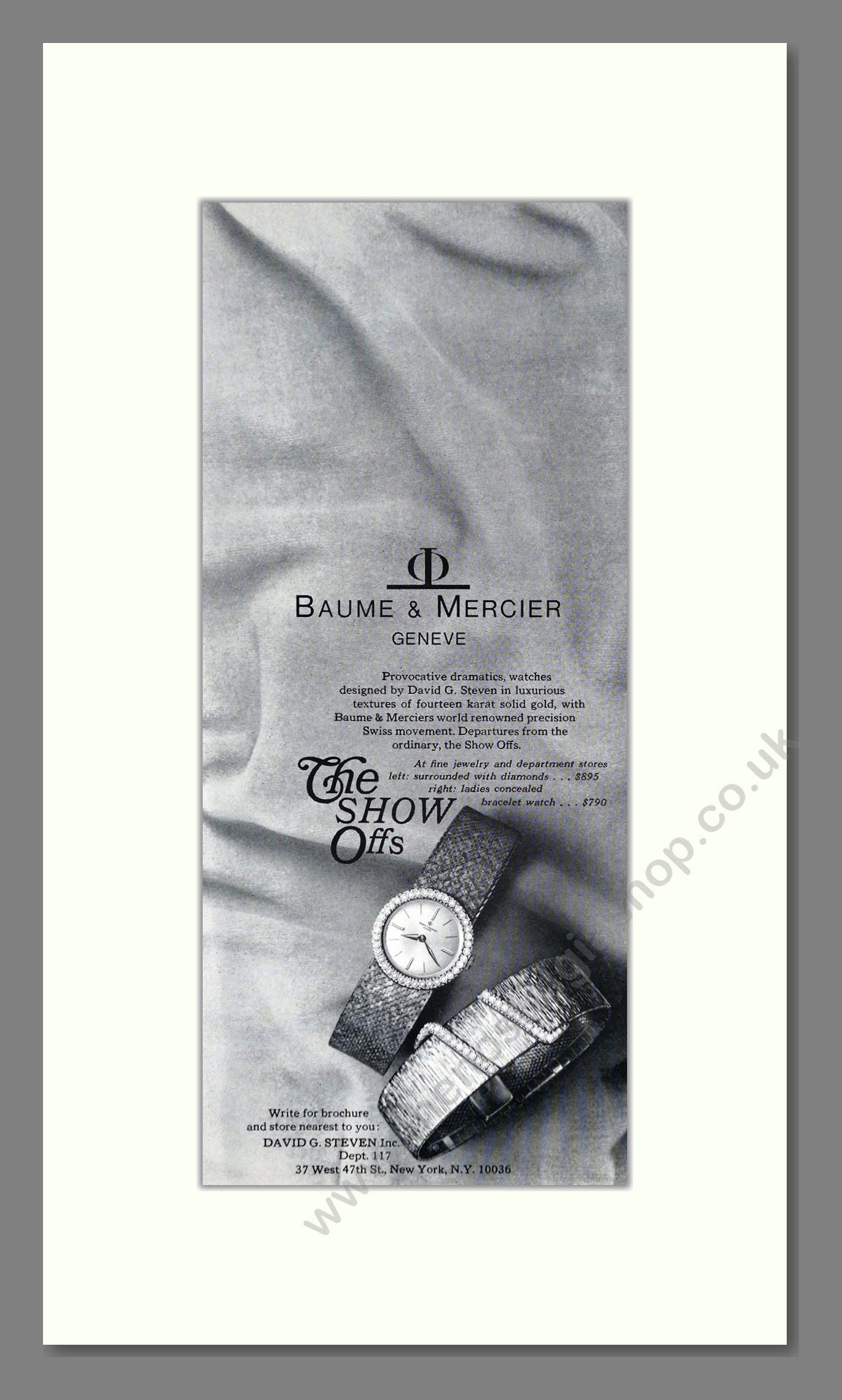 Baume And Mercier - Gold Watches. Vintage Advert 1967 (ref AD62425)