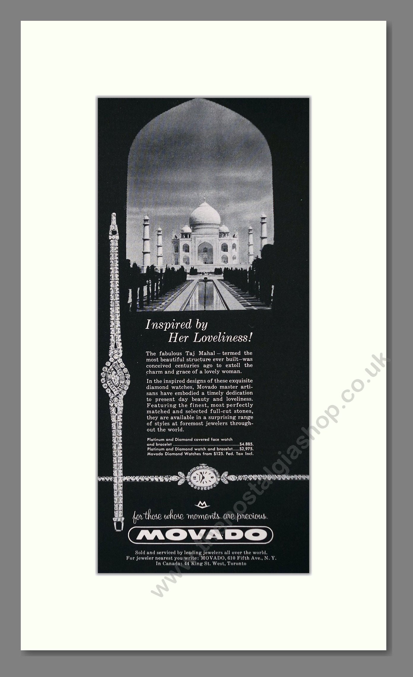 Movado - Taj Mahal. Vintage Advert 1959 (ref AD62445)