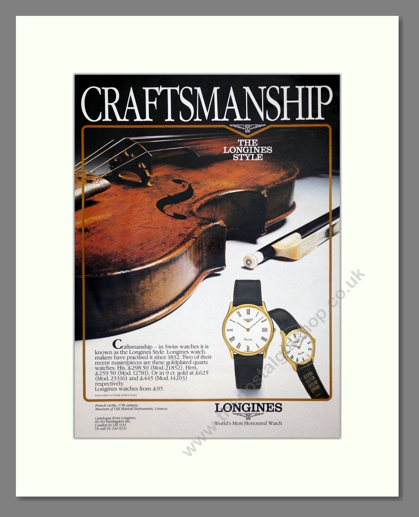 Longines - Quartz. Vintage Advert 1983 (ref AD62460)