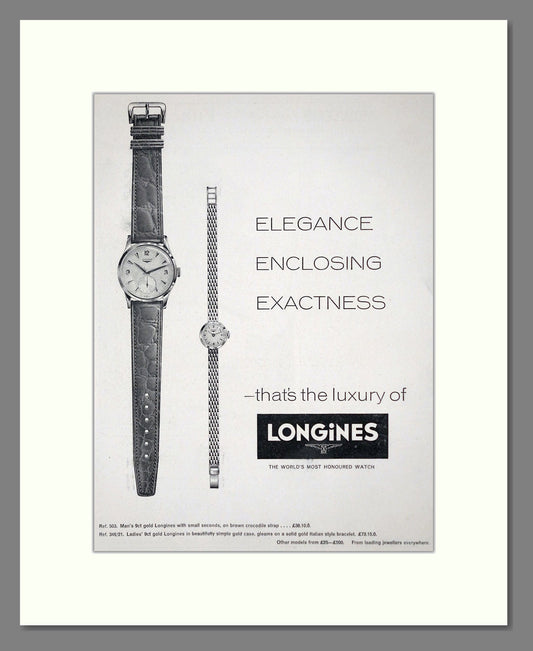 Longines - Gold Watches. Vintage Advert 1961 (ref AD62462)