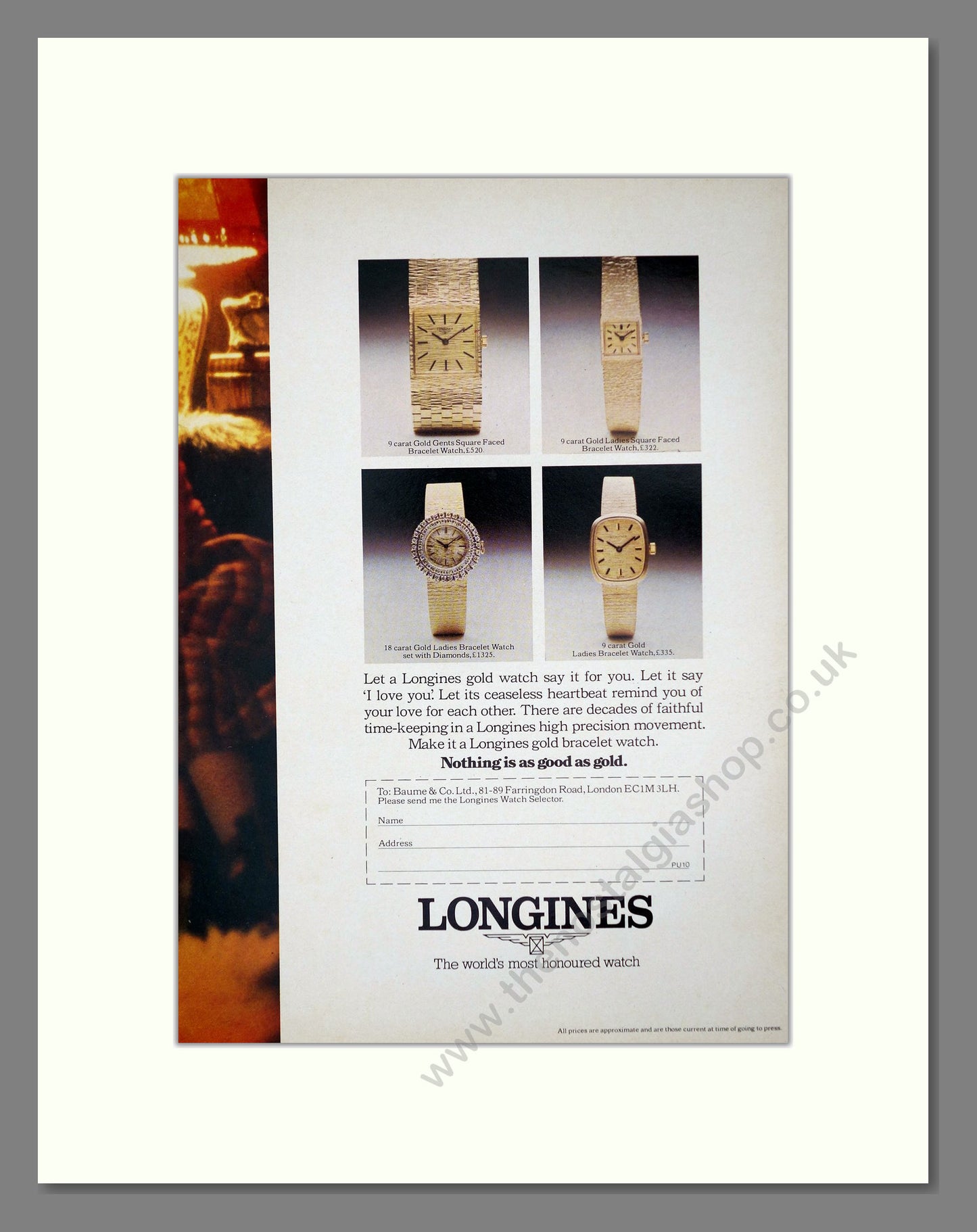 Longines - Gold Watches. Vintage Advert 1975 (ref AD62466) Double Advert