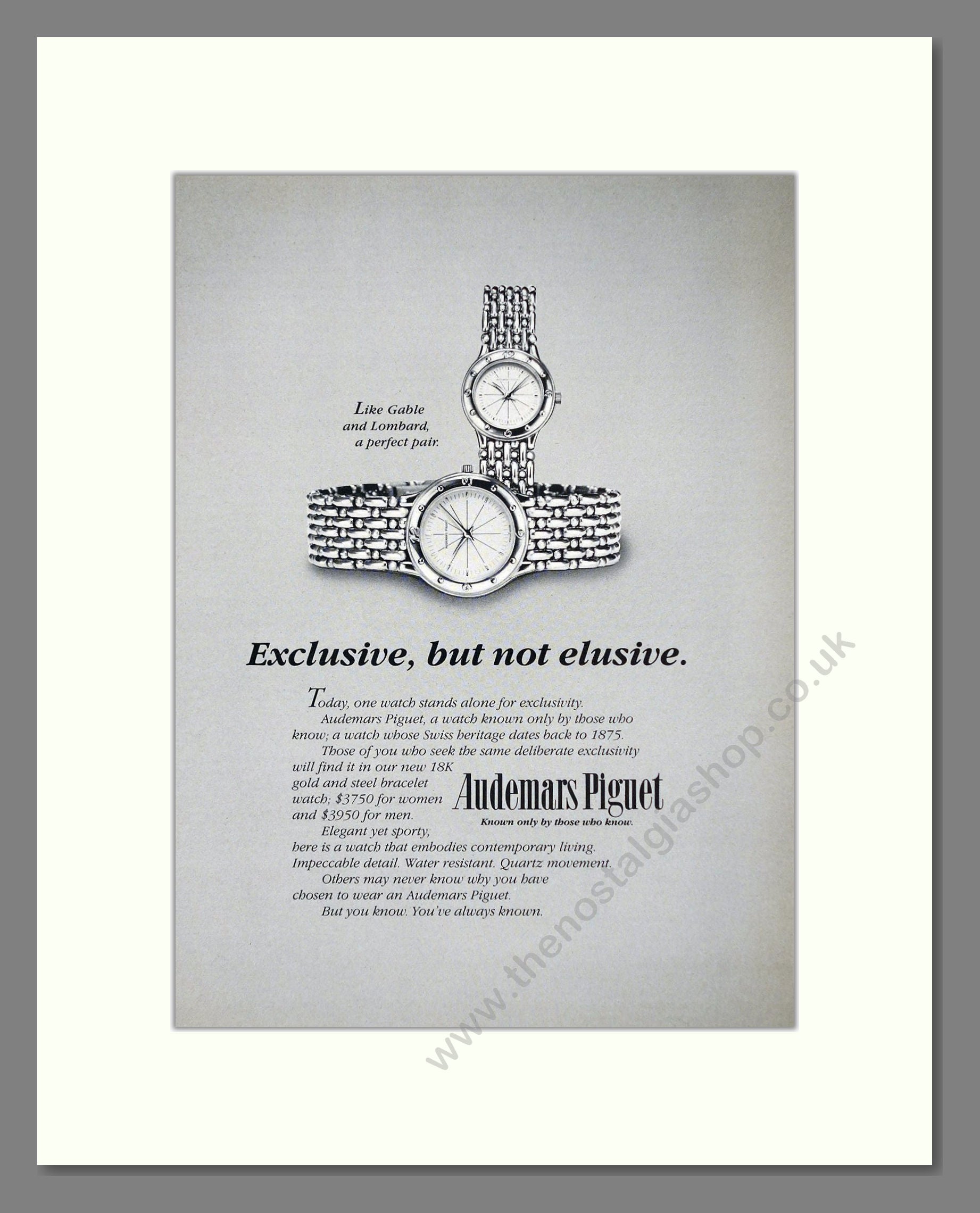 Audemars Piguet - Gold And Steel Quartz. Vintage Advert 1985 (ref AD62468)